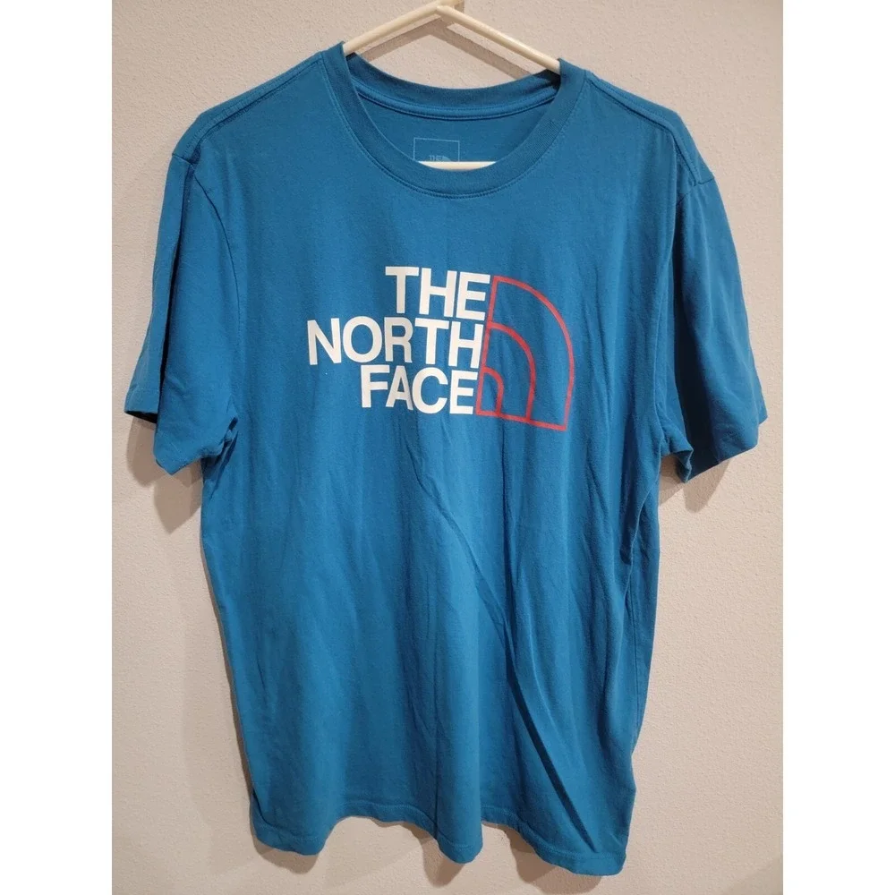 The North Face Short Sleeve Half Dome Blue T-Shirt Man's  Sz. L‎